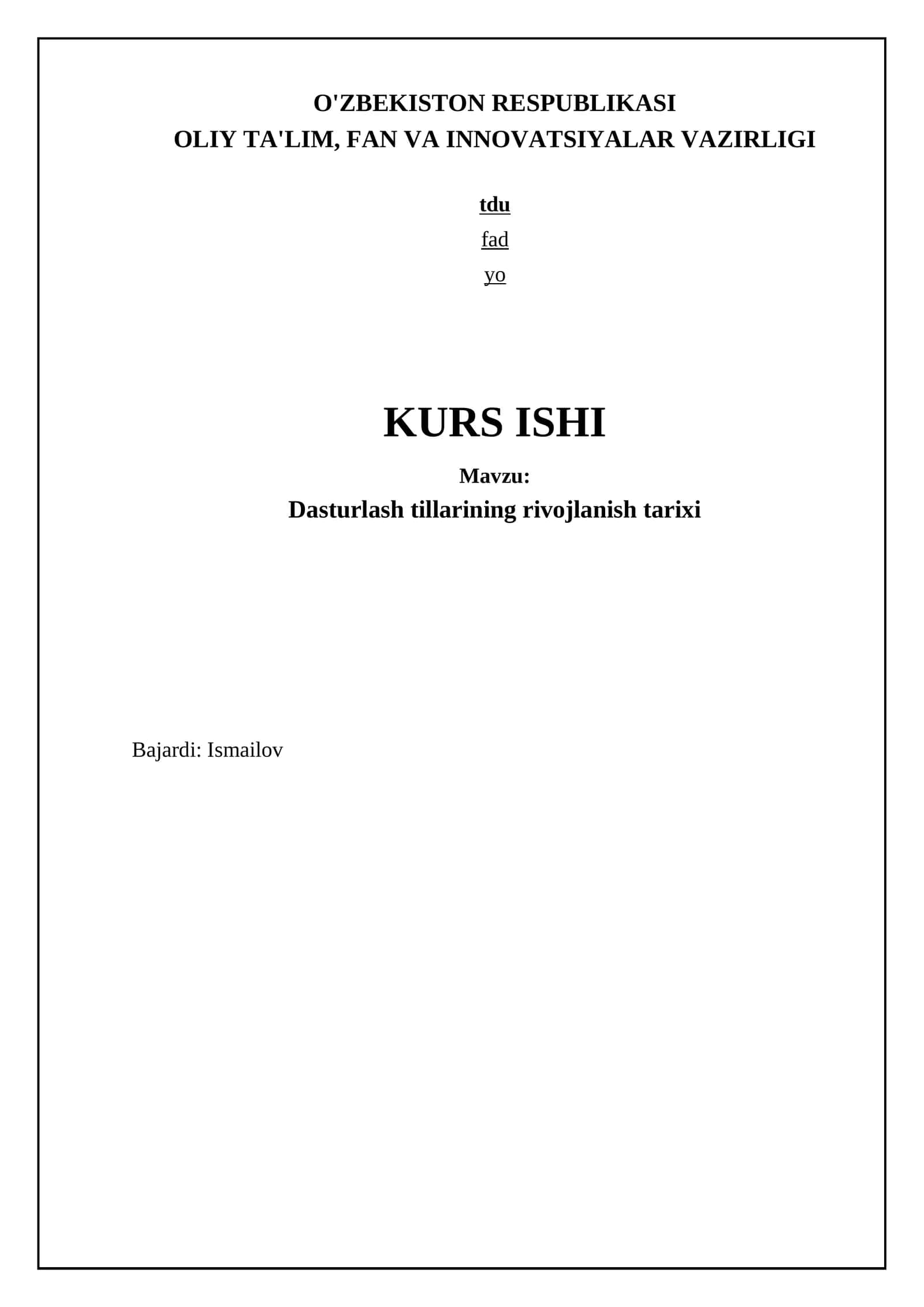 Dasturlash tillarining rivojlanish tarixi