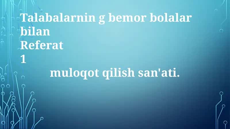 Talabalarning bemor bolalar bilan Muloqot