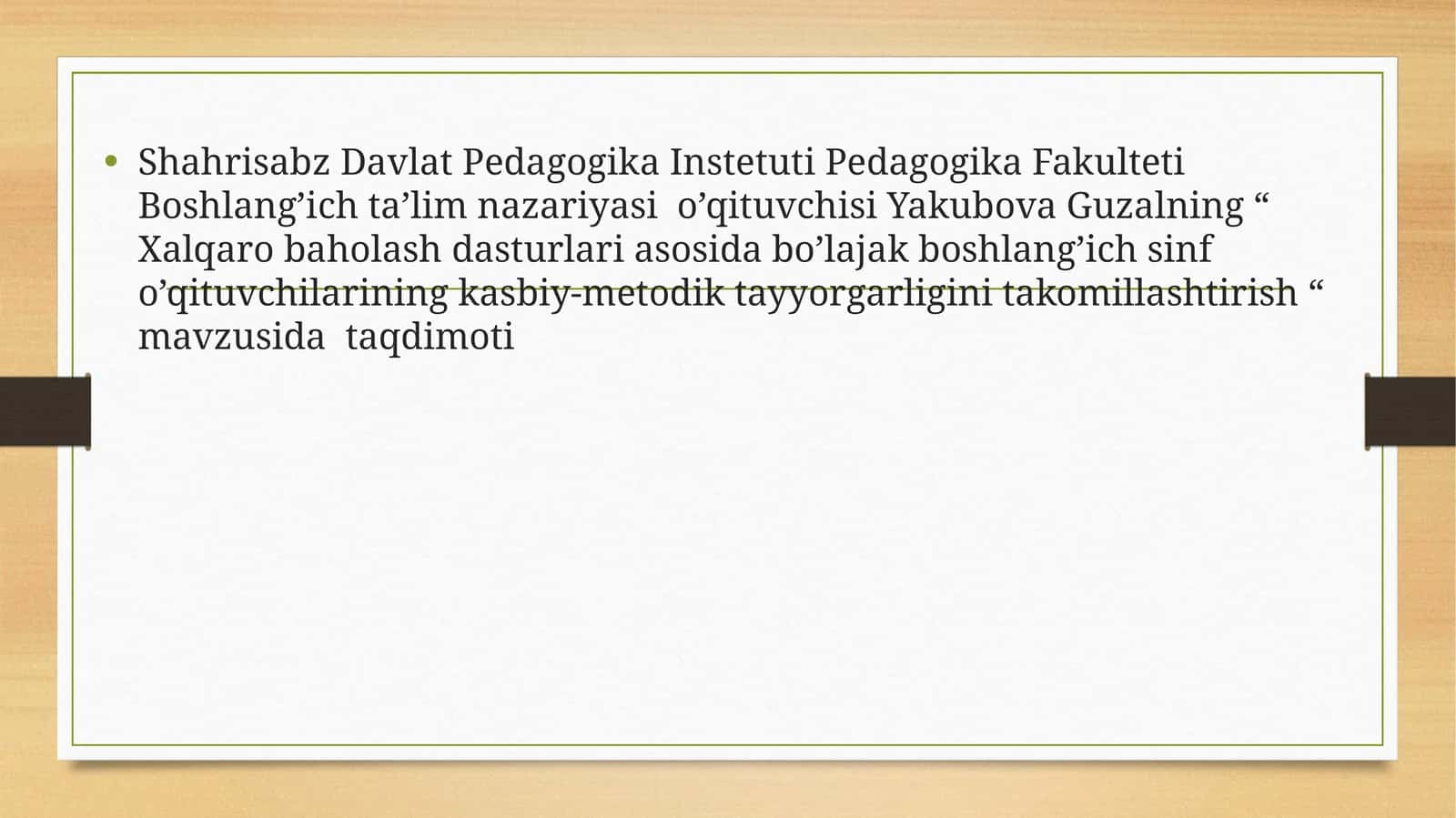 Xalqaro baholash dasturlari asosida bo’lajak boshlang’ich sinf o’qituvchilarining kasbiy-metodik tayyorgarligini takomillashtirish