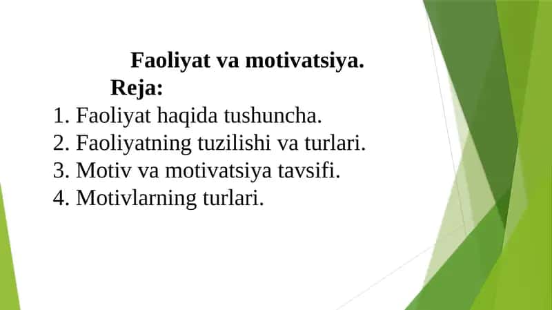 Faoliyat va motivatsiya