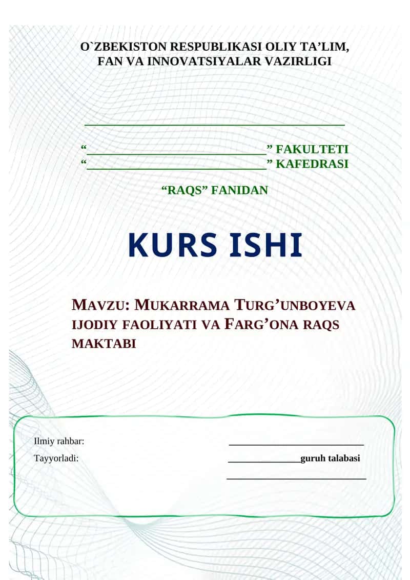 MUKARRAMA TURG’UNBOYEVA IJODIY FAOLIYATI VA FARG’ONA RAQS MAKTABI
