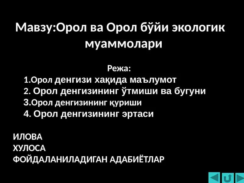 Орол ва Орол бўйи экологик муаммолари