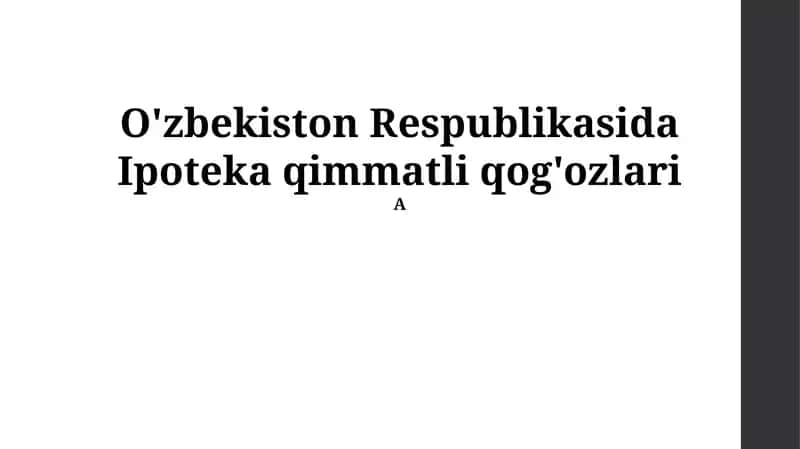 Ipoteka Qimmatli Qog'ozlari