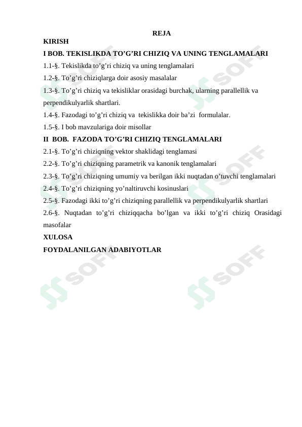 Fazoda to`g`ri chiziqning turli tenglamalari