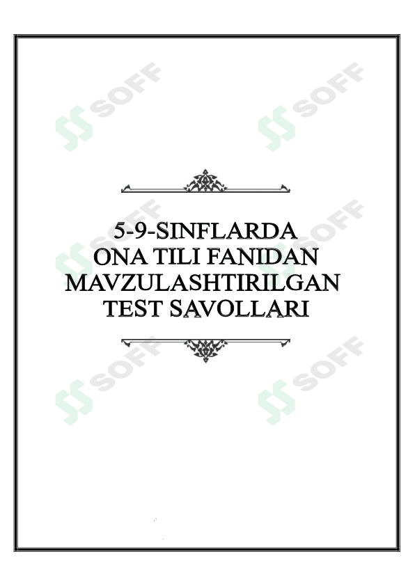 Ona tili fanidan testlar to'plami