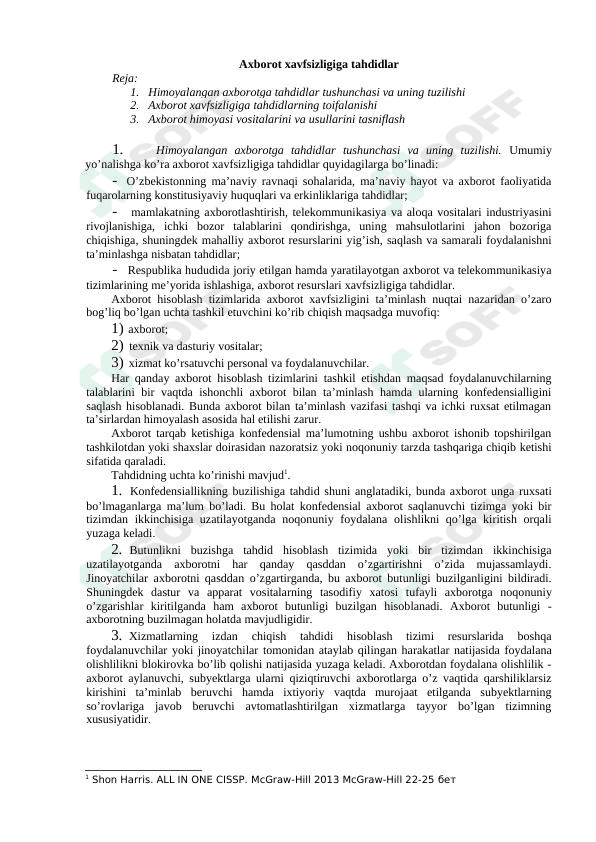 Axborot xavfsizligiga tahdidlar