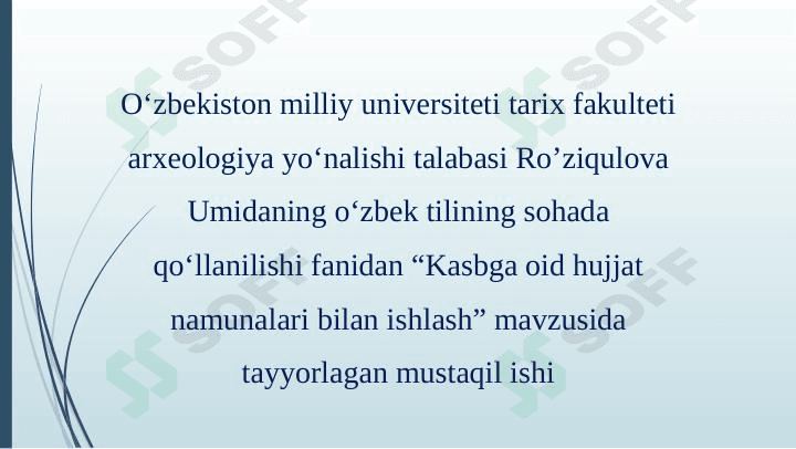 Kasbga oid hujjat namunalari bilan ishlash