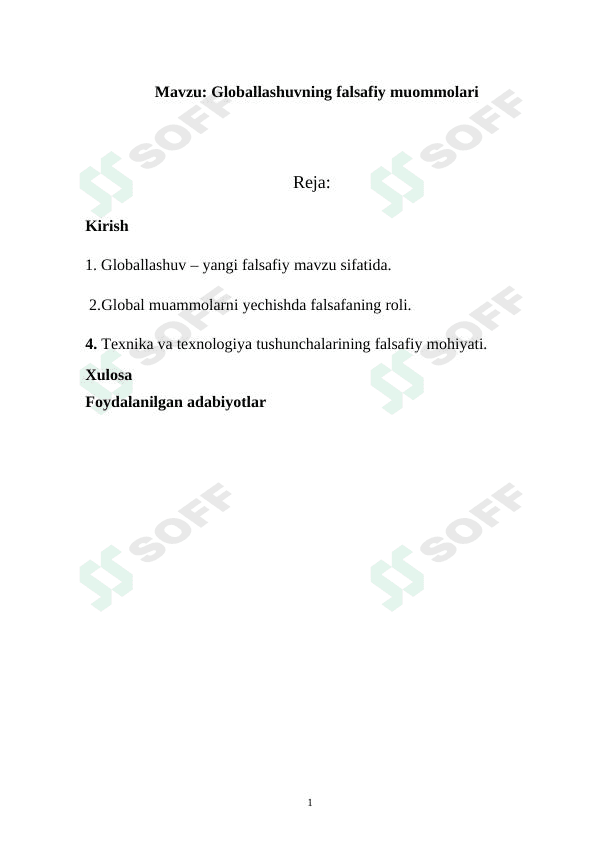 Globallashuvning falsafiy muommolari