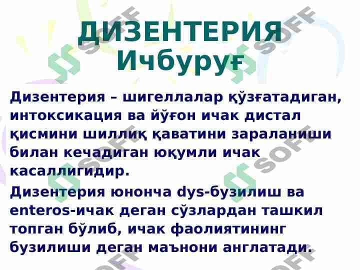 ДИЗЕНТЕРИЯ Ичбуруғ