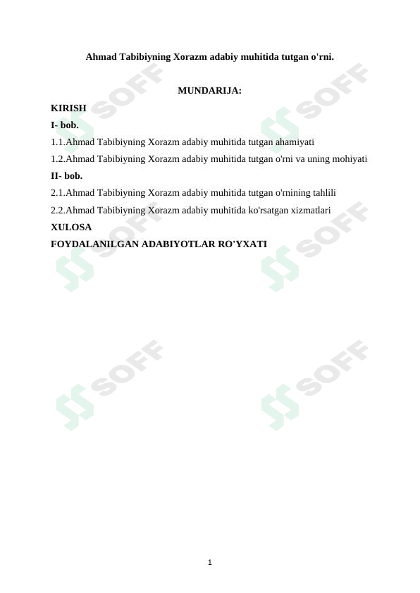 Ahmad Tabibiyning Xorazm adabiy muhitida tutgan o'rni.