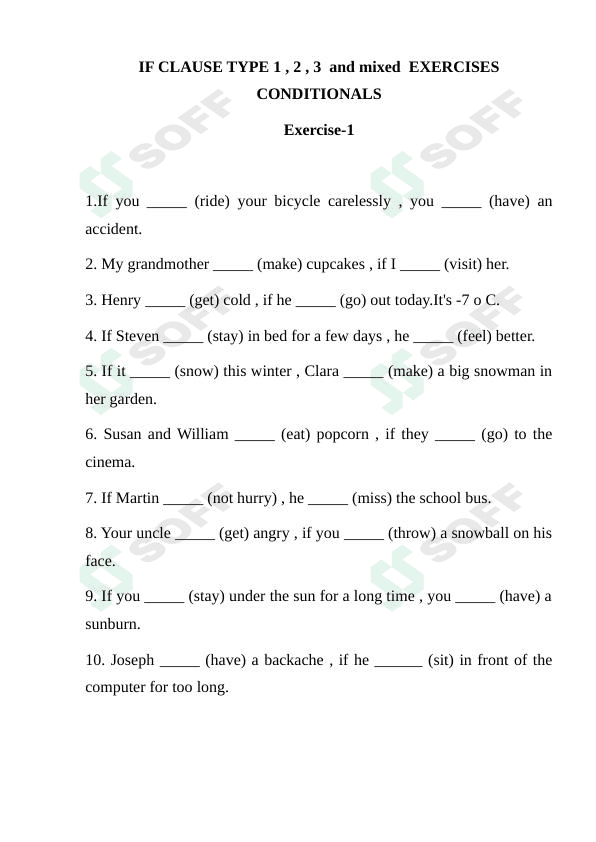 CONDITIONALS EXERCISES