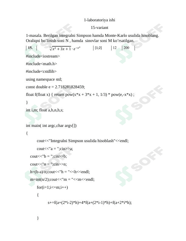 1-laboratoriya ishi 15-variant