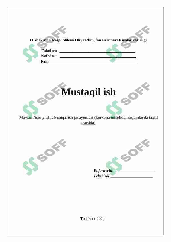 Asosiy ishlab chiqarish jarayonlari