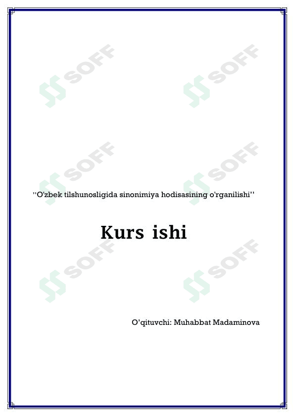 O'zbek tilshunosligida sinonimiya hodisasining o'rganilishi
