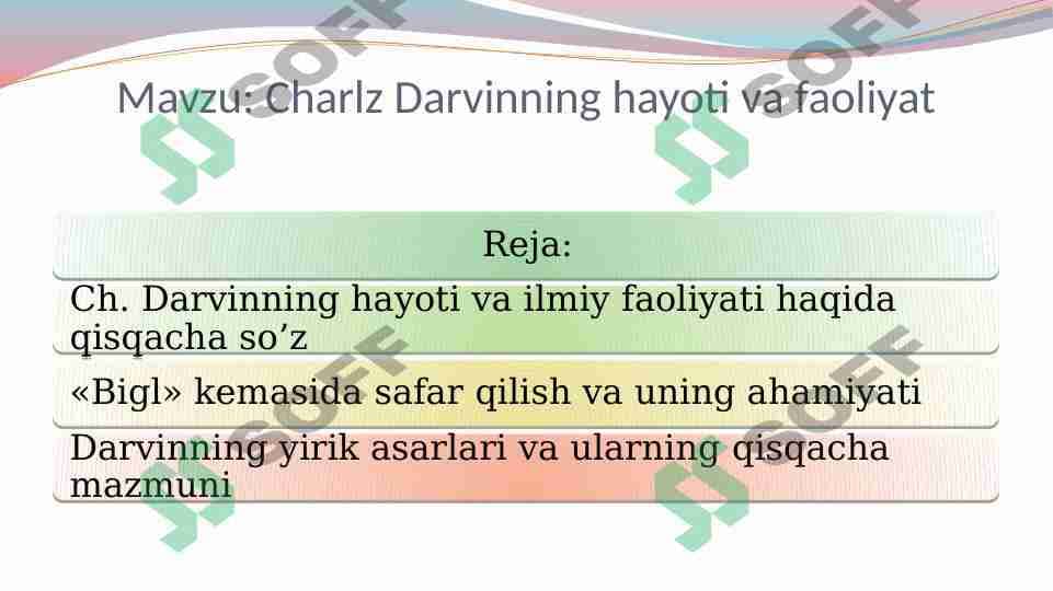 Charlz Darvinning hayoti va faoliyat