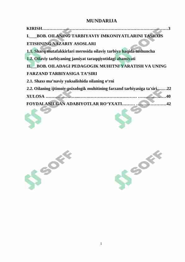 Ma’naviy barkamol insonni shakllanishida oilaning tutgan o’rni