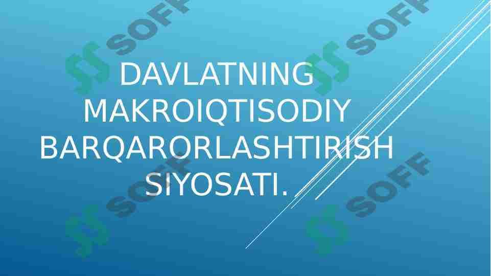 Davlatning makroiqtisodiy barqarorlashtirish siyosati.