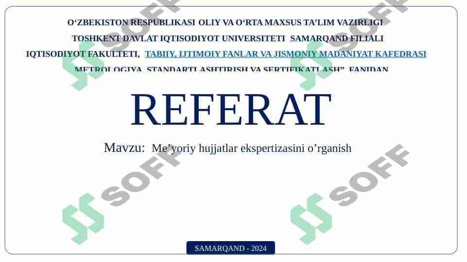 Me’yoriy hujjatlar ekspertizasini o’rganish