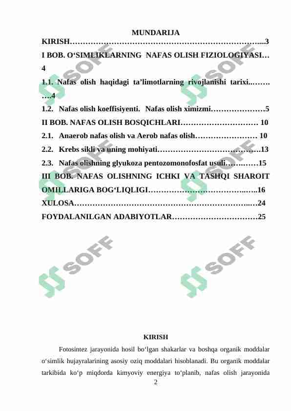 Nafas olish fermentlari va ularning xossalari