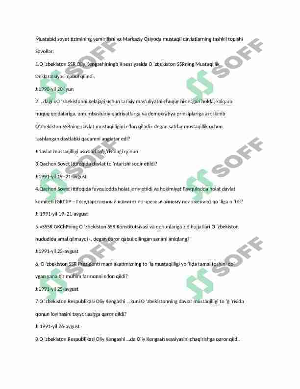 markaziy osiyo xalqlar tarixidan test