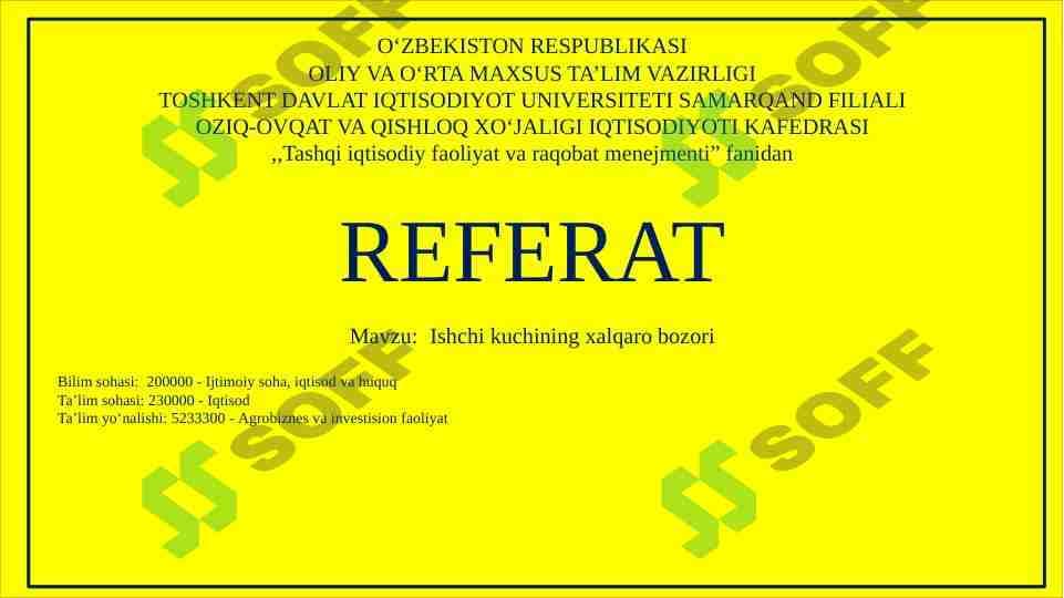 Ishchi kuchining xalqaro bozori