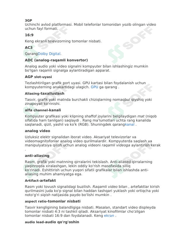 premiere pro dasturi uchun glossary montajda ishlatiladigan terminlar o'zbekcha