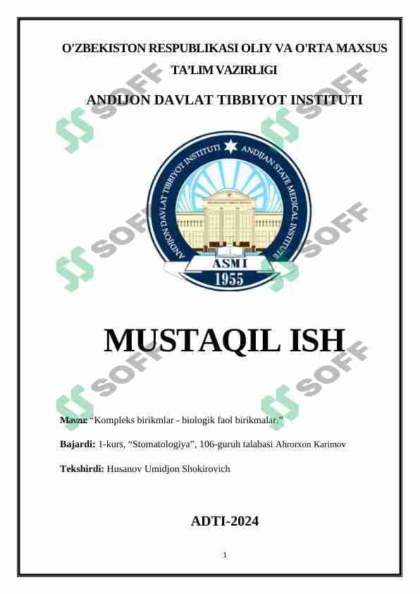 Kompleks birikmlar - biologik faol birikmalar