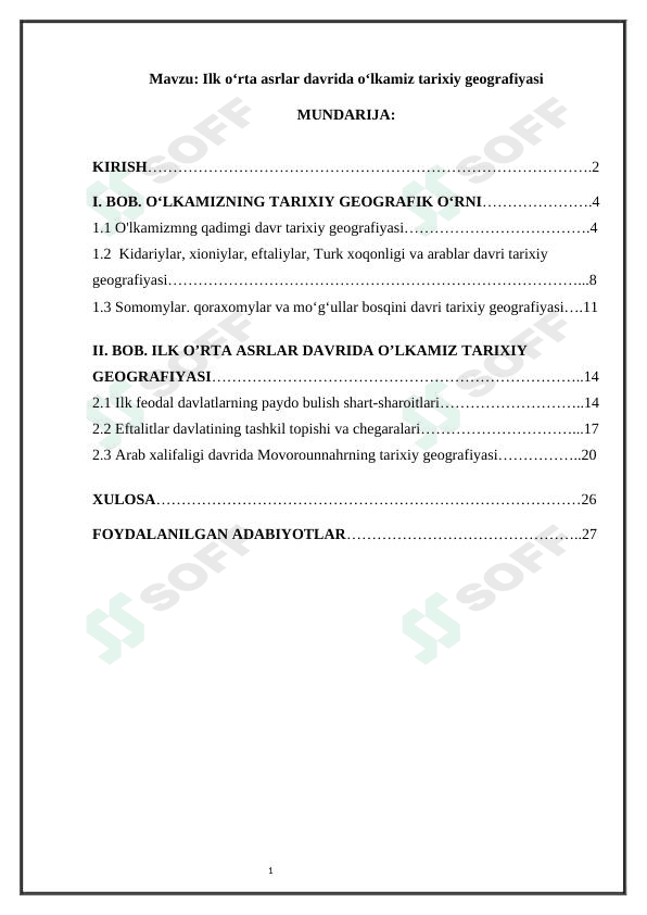 Ilk o'rta asrlar davrida o'lkamiz tarixiy geografiyasi