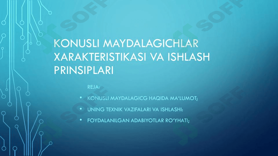 Konusli maydalagichlar harakteristikasi