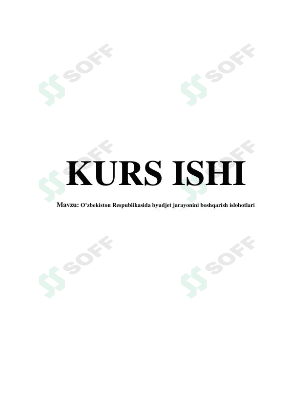 O'zbekiston Respublikasida byudjet jarayonini boshqarish islohotlari