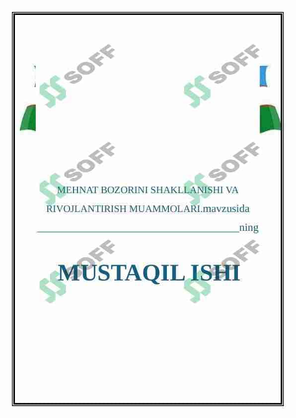 MEHNAT BOZORINI SHAKLLANISHI VA RIVOJLANTIRISH MUAMMOLARI.