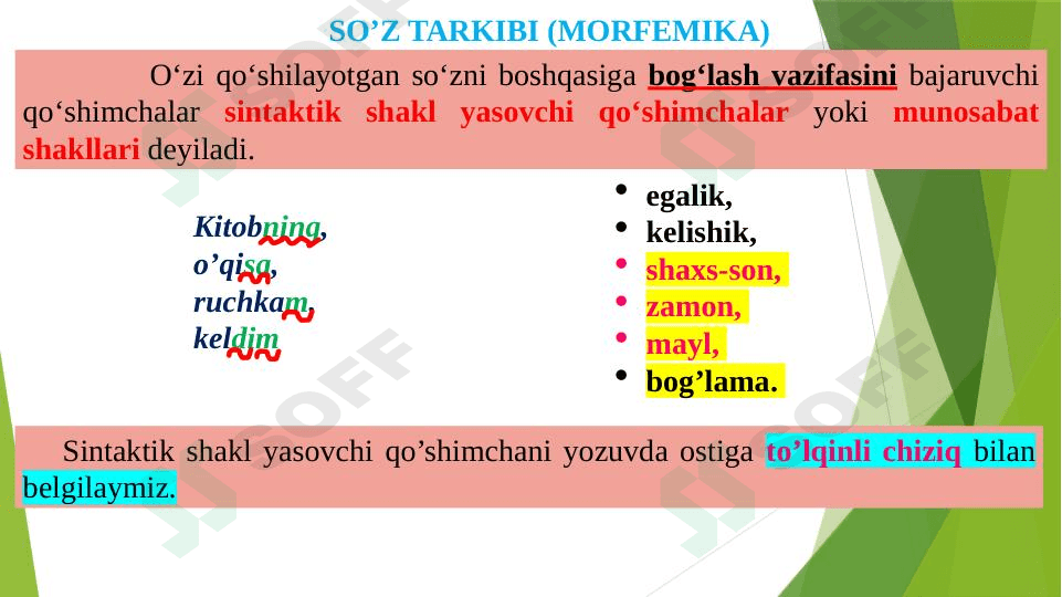 Fe’llarning munosabat shakllari haqida umumiy tushuncha va qo’llanmalar.