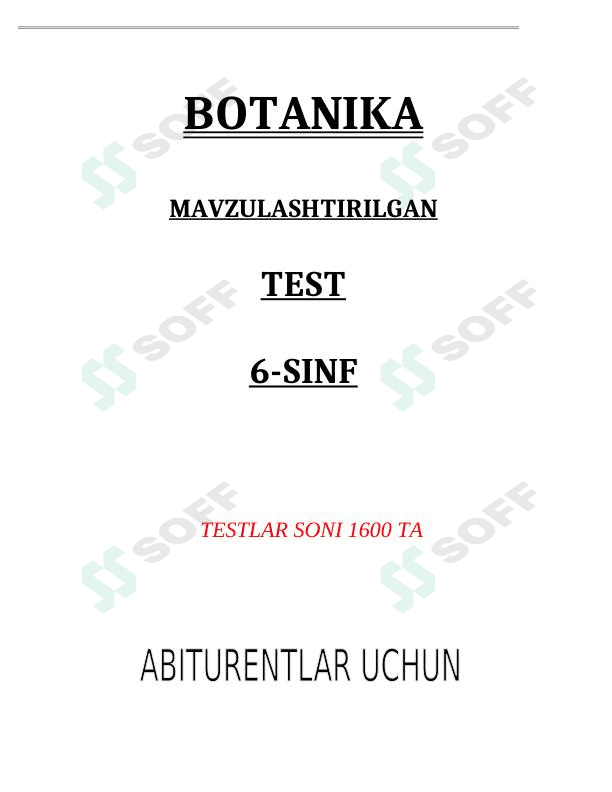 Botanika fanidan mavzulashtirilgan testlar