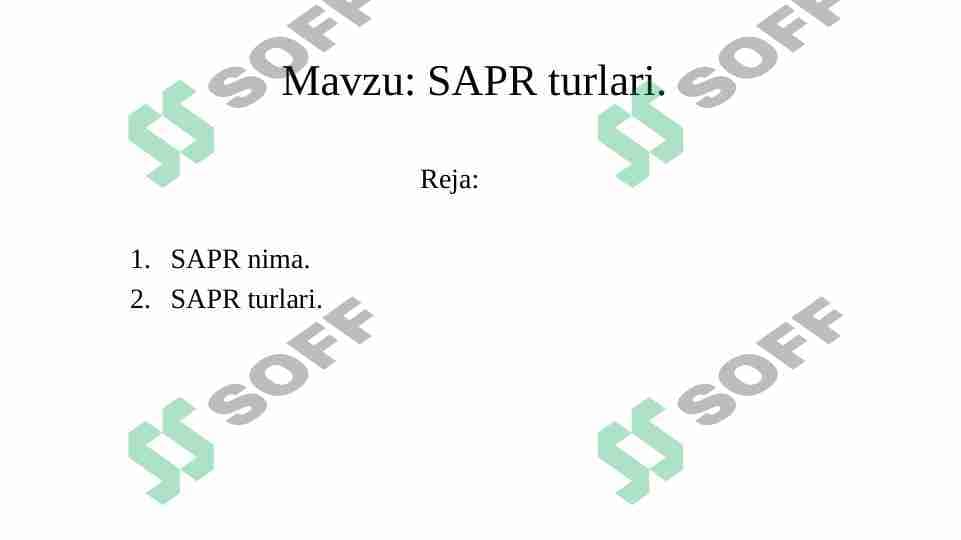 SAPR turlari