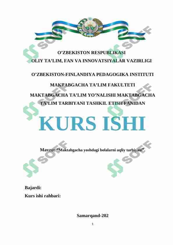 Maktabgacha yoshdagi bolalarni aqliy tarbiyasi