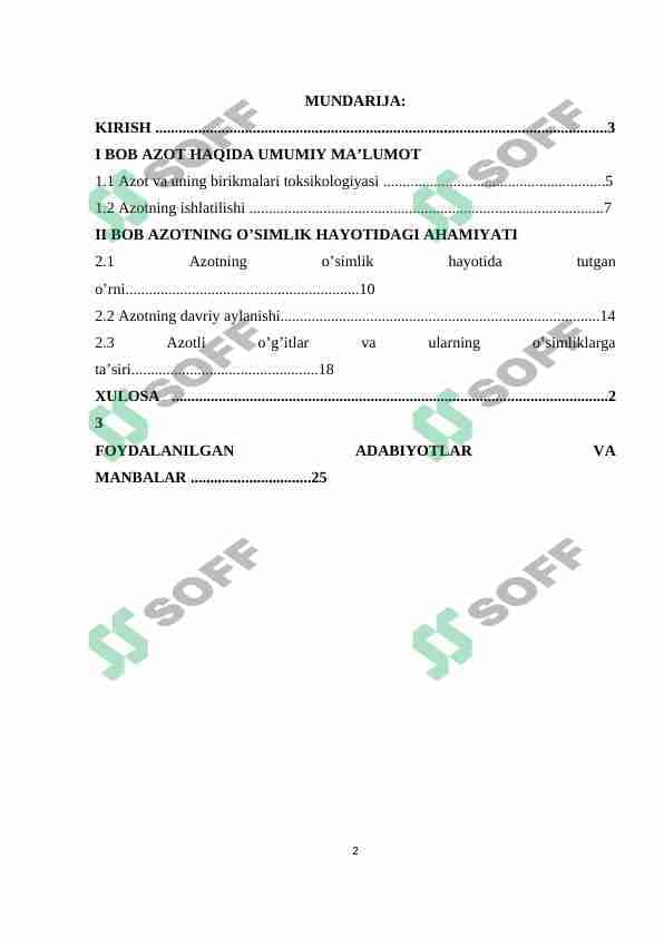 azotning o'simlik hayotidagi ahamiyati