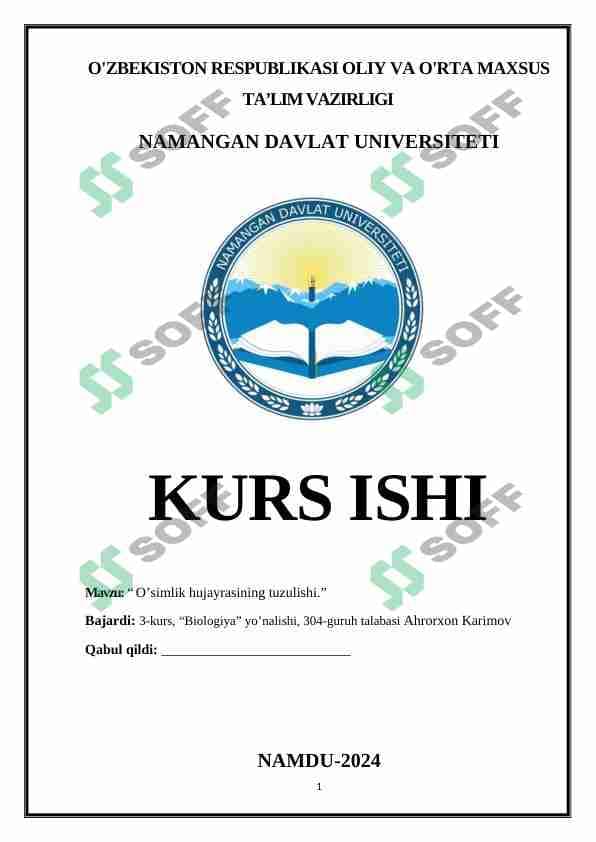 O’simlik hujayrasining tuzulishi