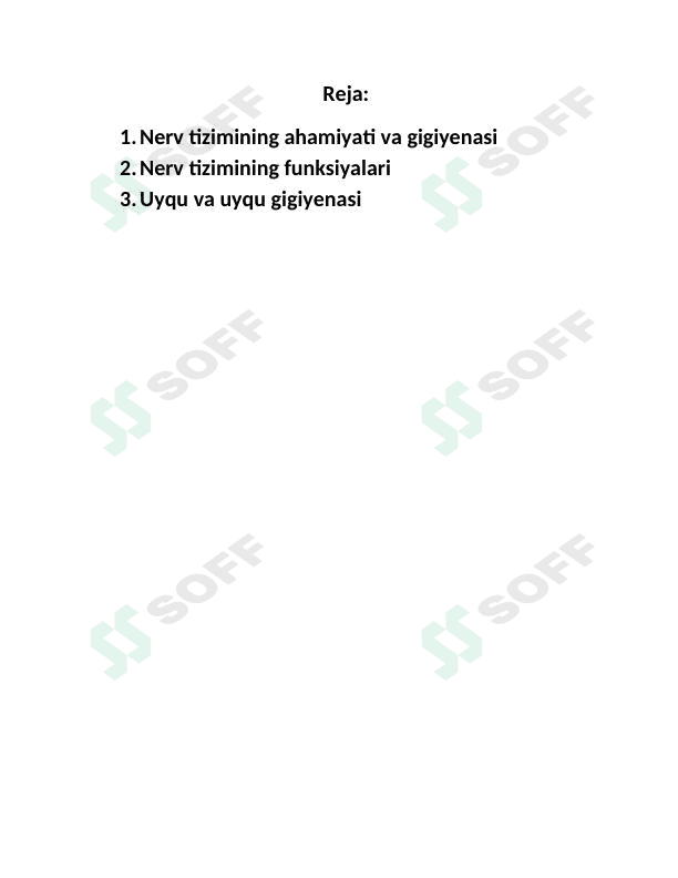 Nerv tizimining ahamiyati va gigiyenasi