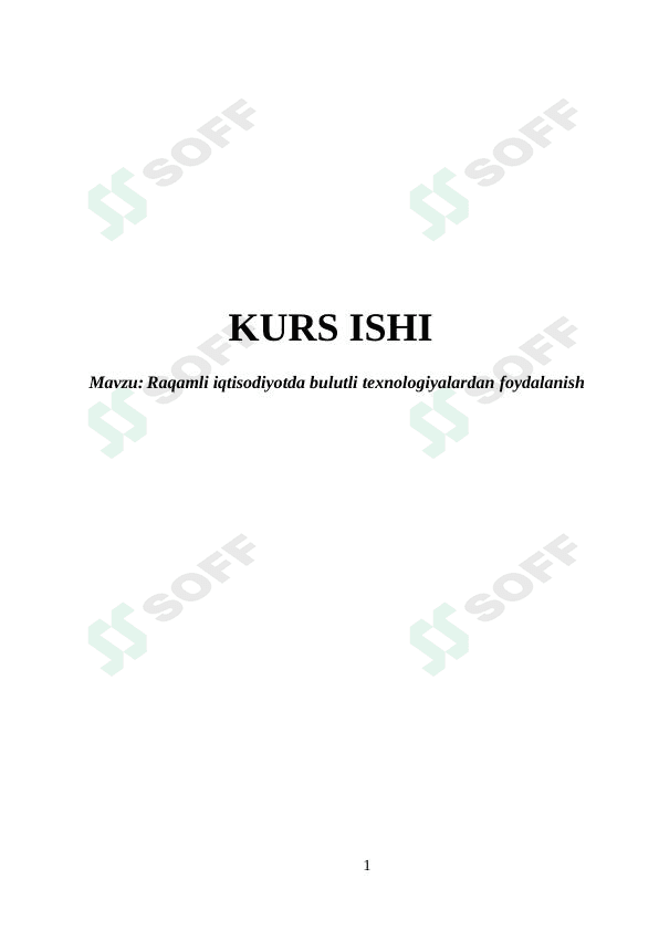 Raqamli iqtisodiyotda bulutli texnologiyalardan foydalanish