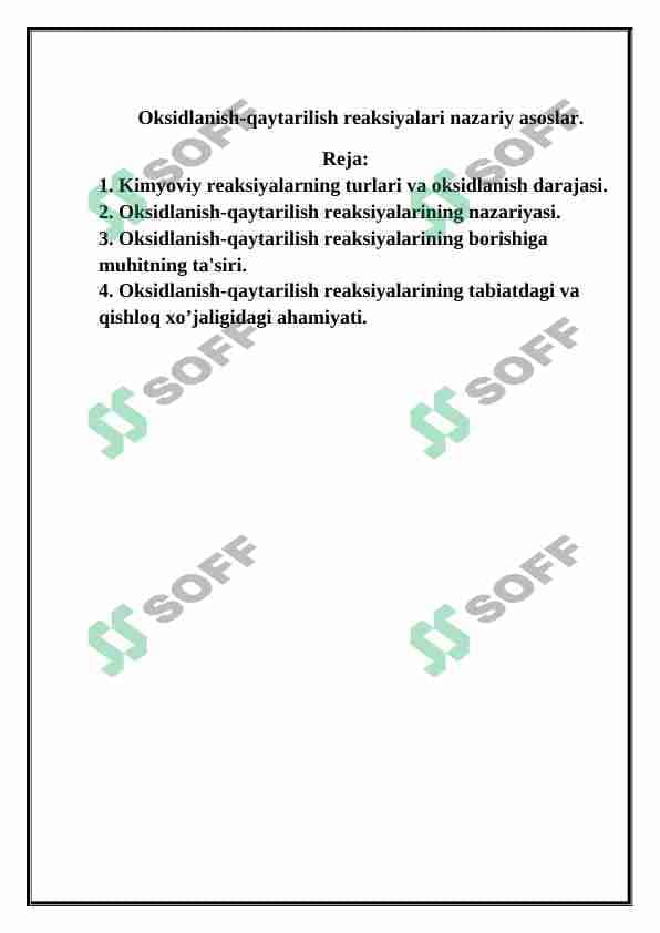 Oksidlanish qaytarilish reaksiyalari