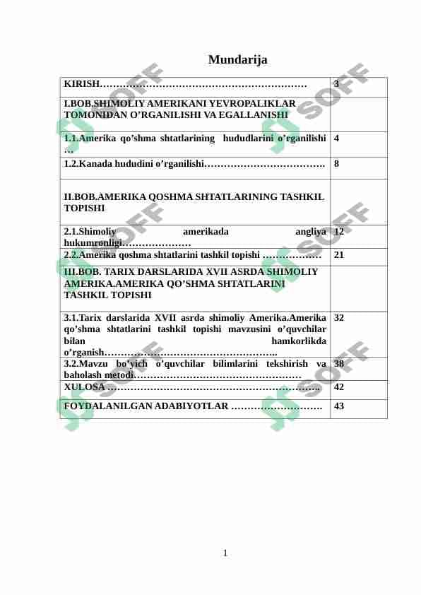 Tarix darslarida XVII asrda shimoliy Amerika.Amerika qo’shma shtatlarini tashkil topishi