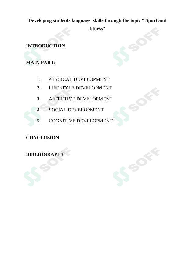 Developing students language  skills through the topic “ Sport and fitness”