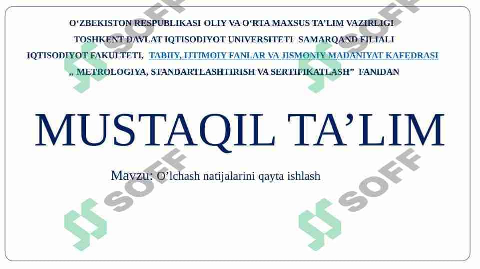 O’lchash natijalarini qayta ishlash