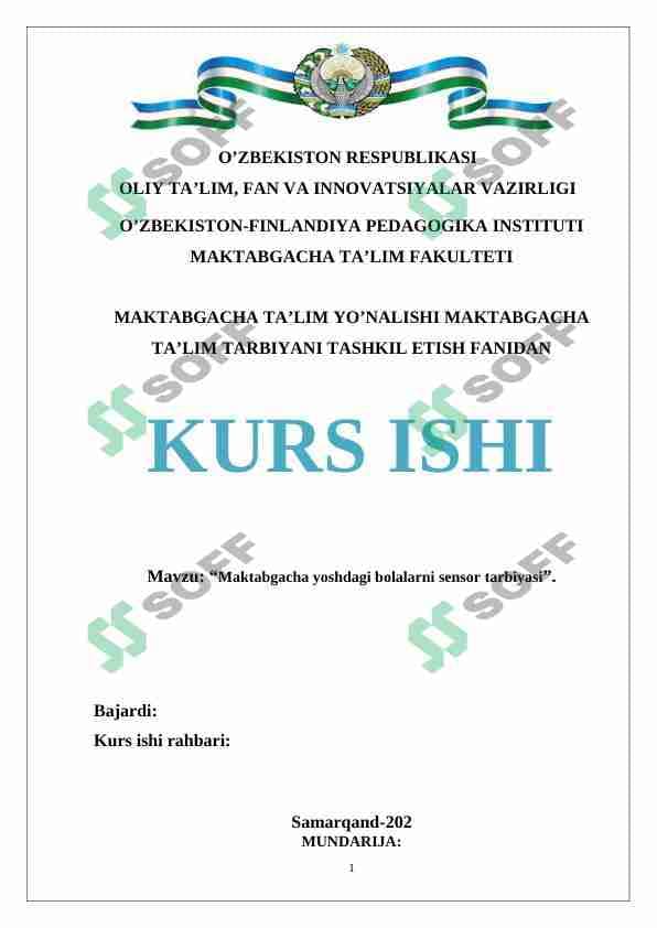 Maktabgacha yoshdagi bolalarni sensor tarbiyasi