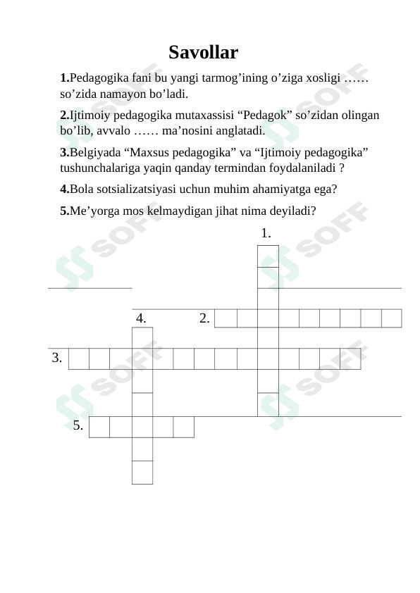 Pedagogika fanidan krassvvord.