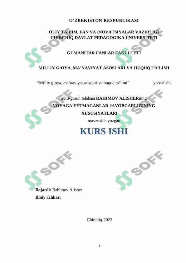 VOYAGA YETMAGANLAR JAVOBGARLIGINING XUSUSIYATLARI