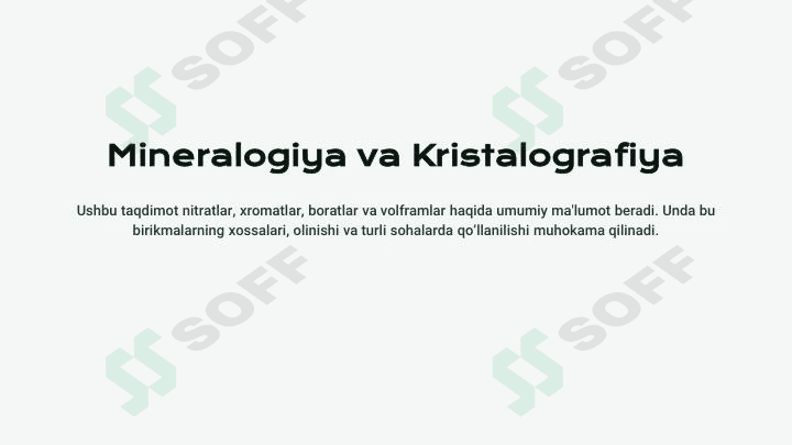 Nitratlar xromat borat Volfromatlar