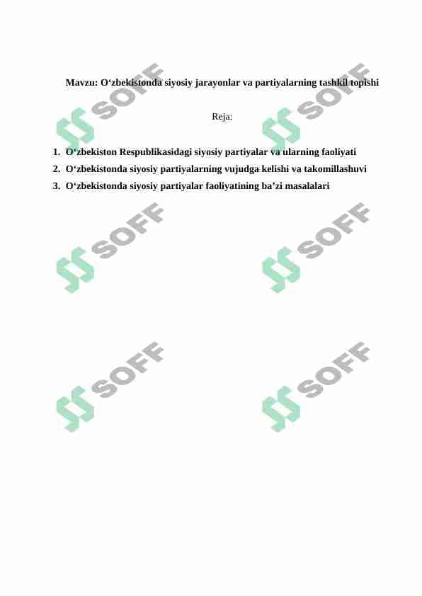 Òzbekistonda siyosiy jarayonlar va siyosiy partiyalar