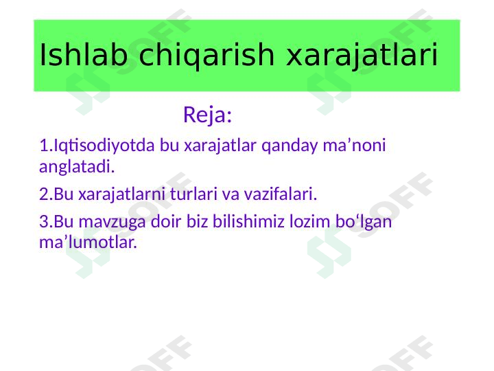 Ishlab chiqarish xarajatlari