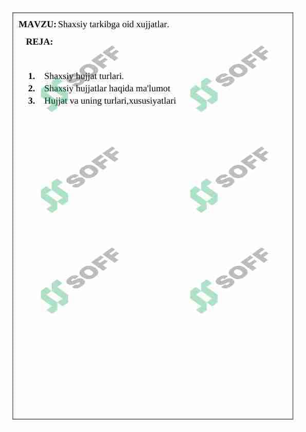Shaxsiy tarkibga oid xujjatlar